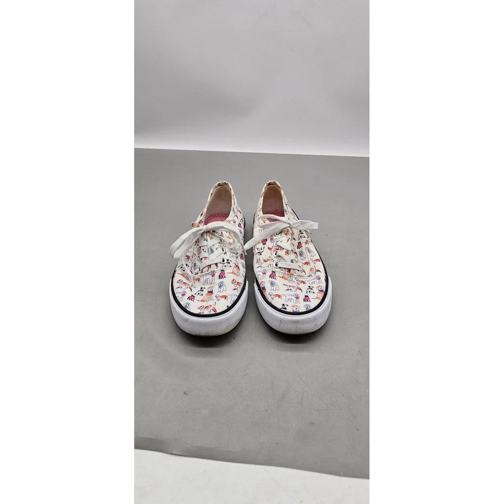 Cynthia Rowley Womens Dog Print Canvas Sneakers Low Top Lace Up White Multi 9